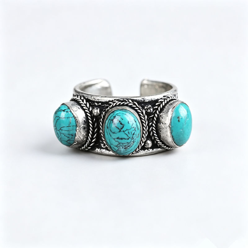 Ethnic Fashion Com - Anillos tibetanos con incrustaciones de cobre