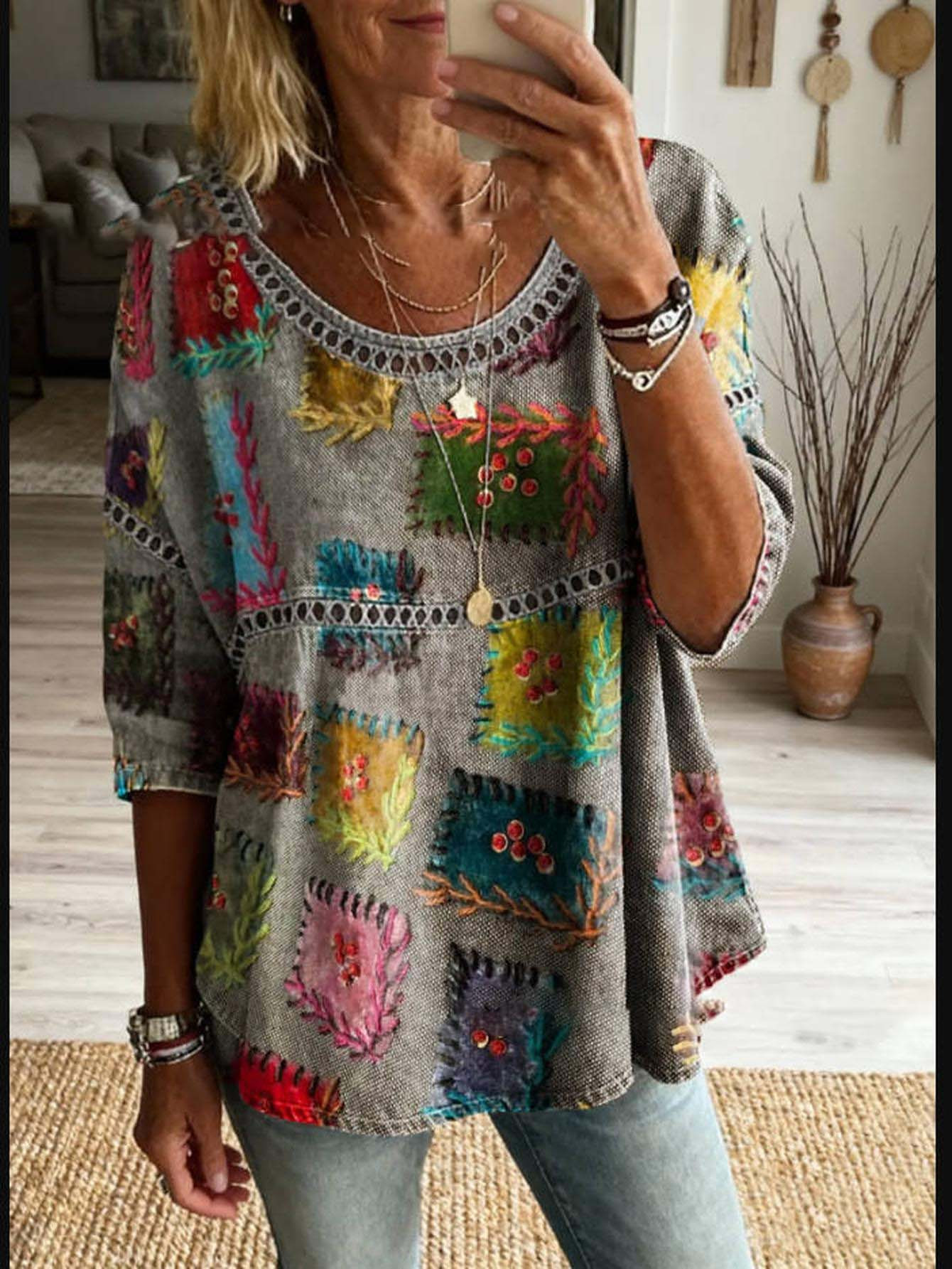 Ethnic Fashion Collection - Blusa de talla grande para mujer,
