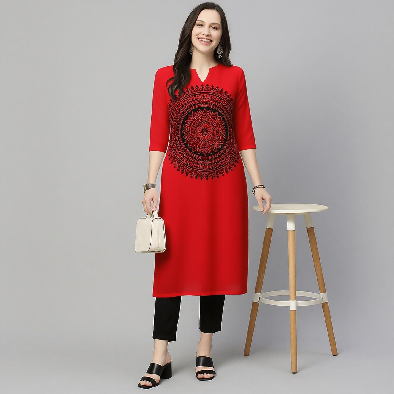 Ethnic Fashion Kurtis - Vestido musulmán Kurt Flowers moda mujer