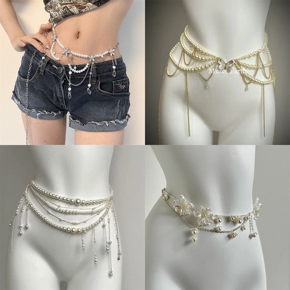 Ethnic Fashion Collection - Cadenas de cintura con perlas elegantes