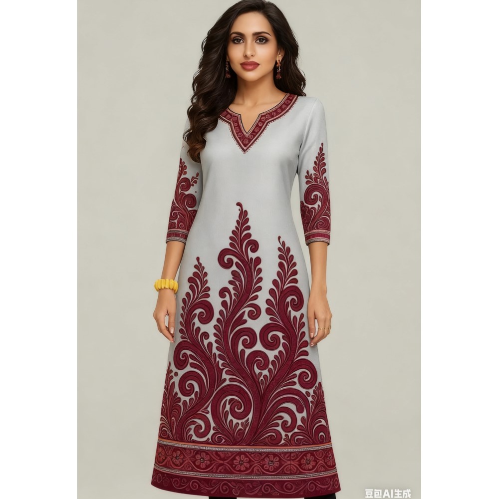 Ethnic Fashion Kurtis - Vestido musulmán Kurt Flowers moda mujer