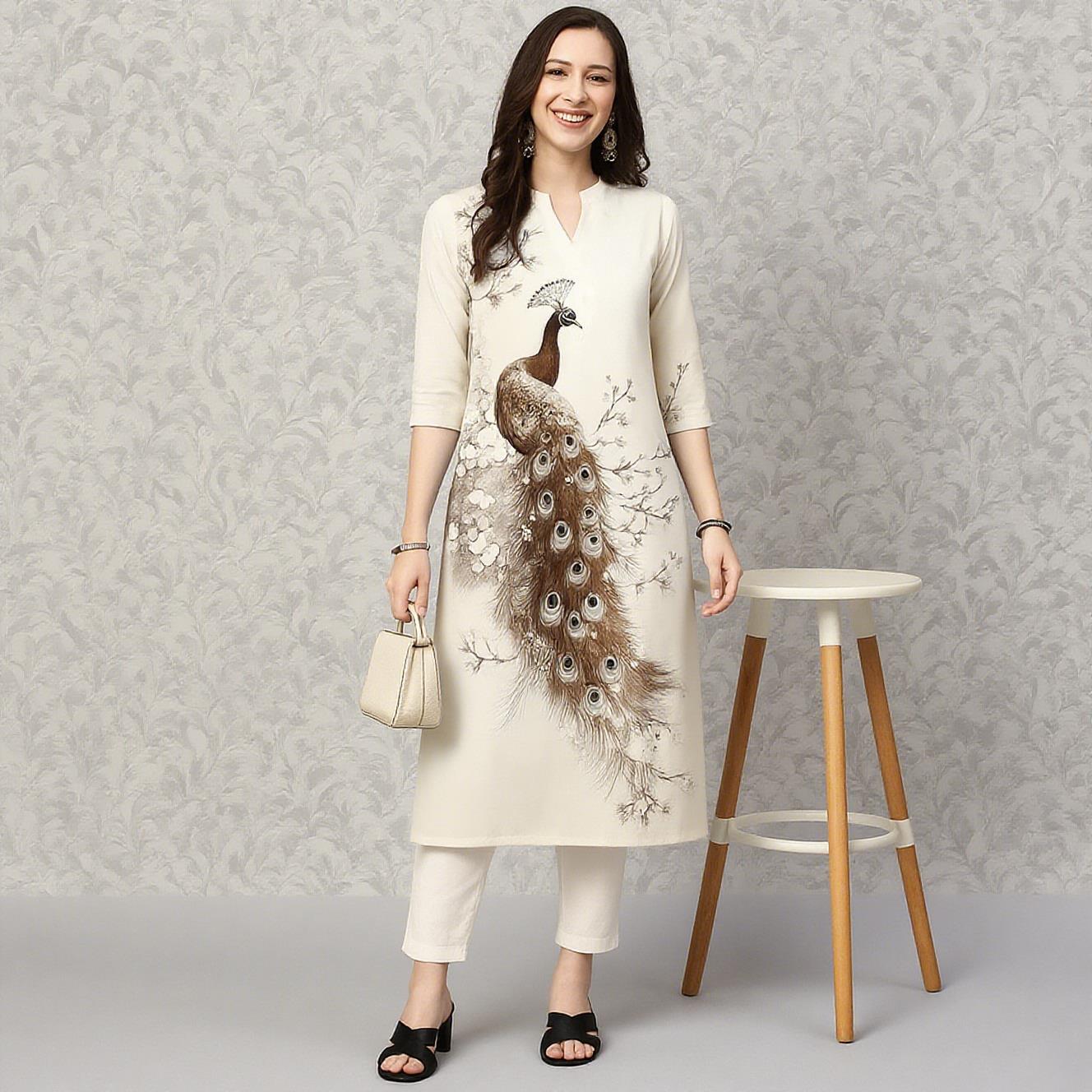 Pavo Real para mujer Kurt vest - Ethnic Fashion Kurtis reseña y precio