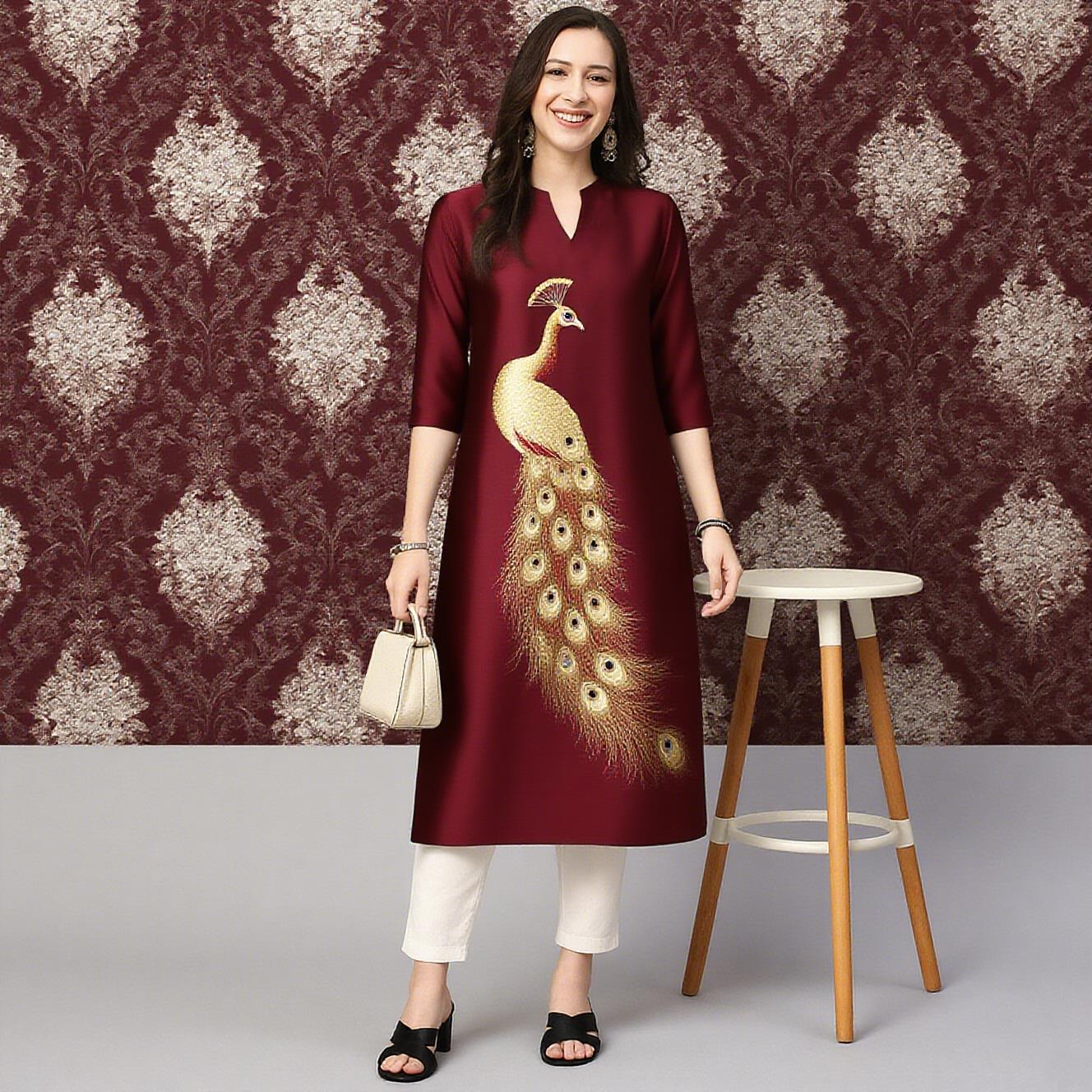 Pavo Real para mujer Kurt vest - Ethnic Fashion Kurtis reseña y precio