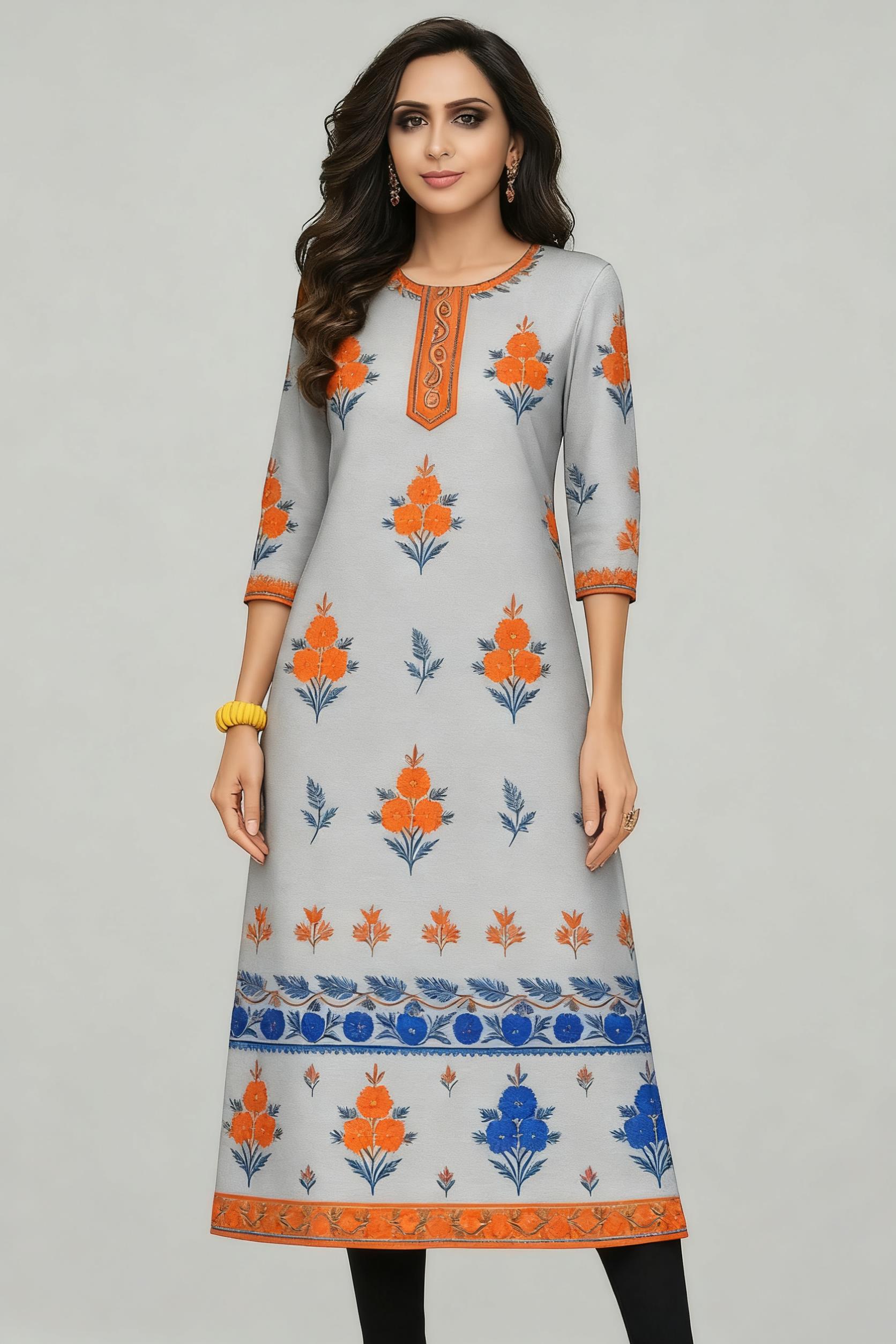 Musulman Kurt Flowers moda muj - Ethnic Fashion Kurtis reseña y precio