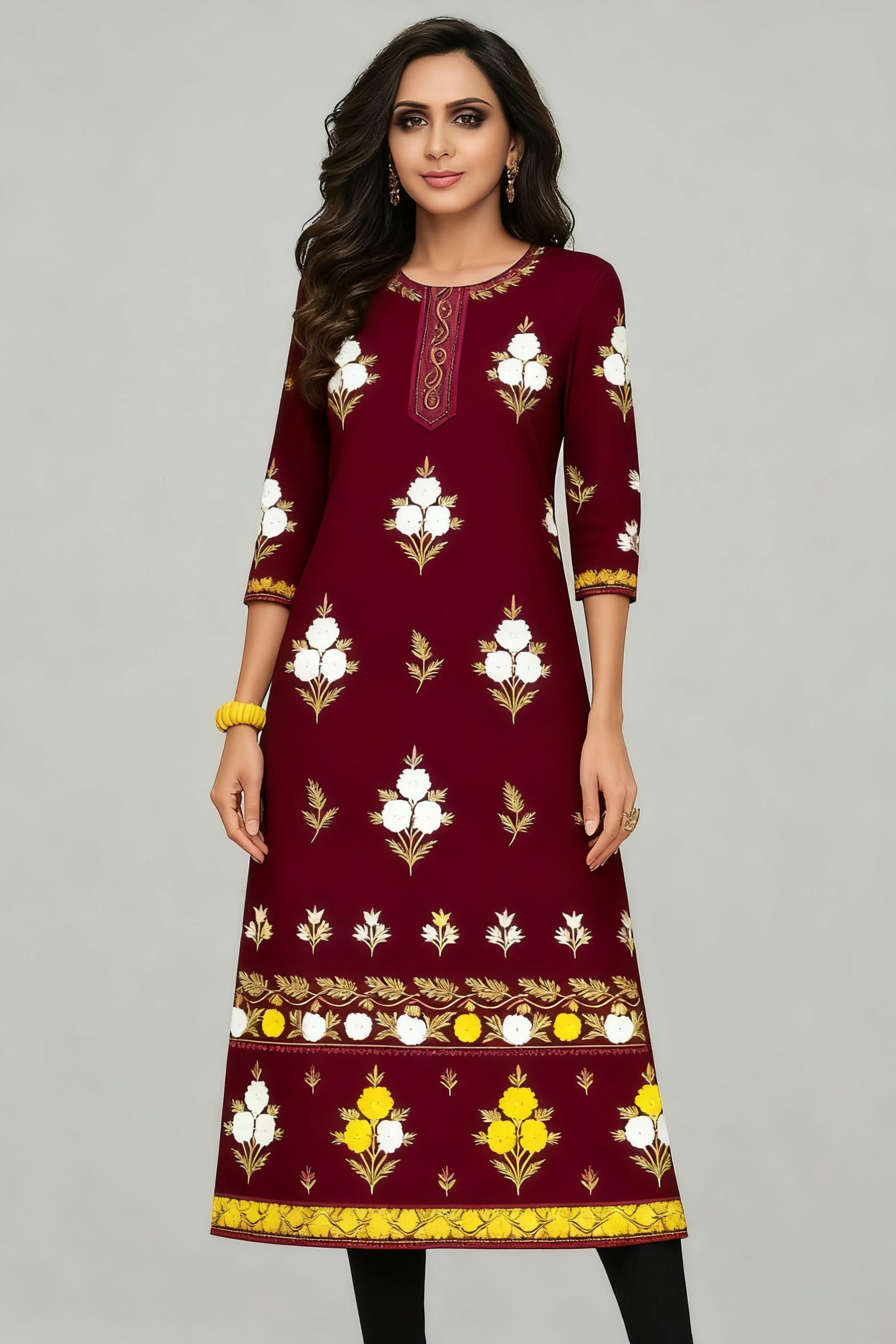 Musulman Kurt Flowers moda muj - Ethnic Fashion Kurtis reseña y precio