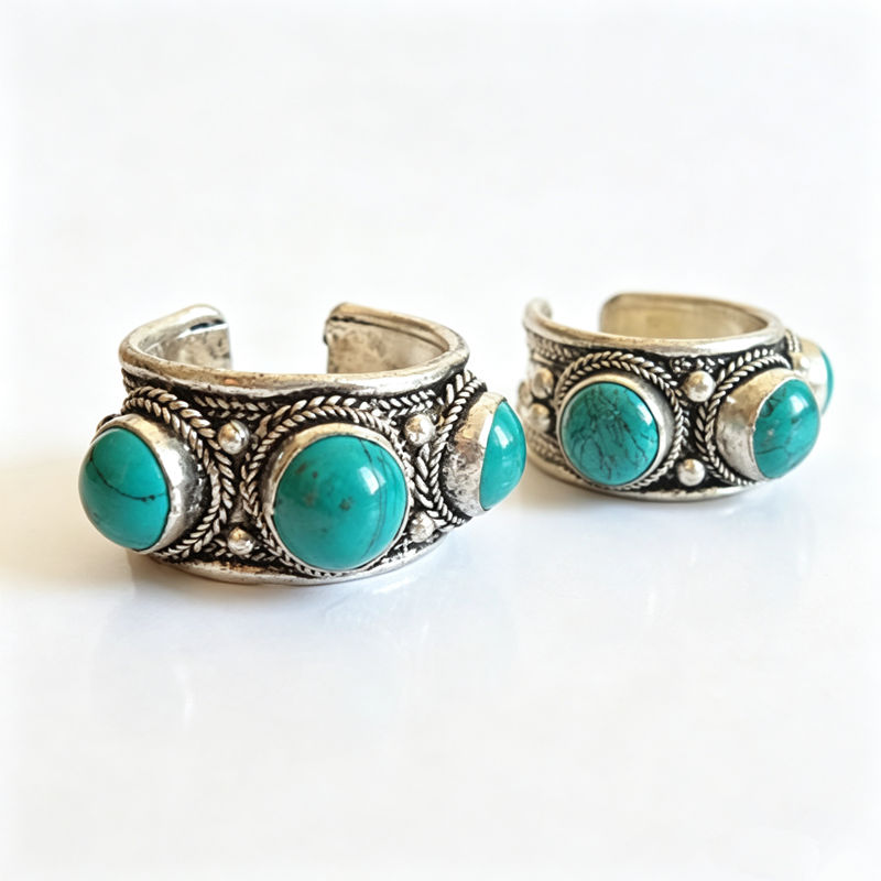 Anillos tibetanos con incrusta - Ethnic Fashion Com reseña y precio