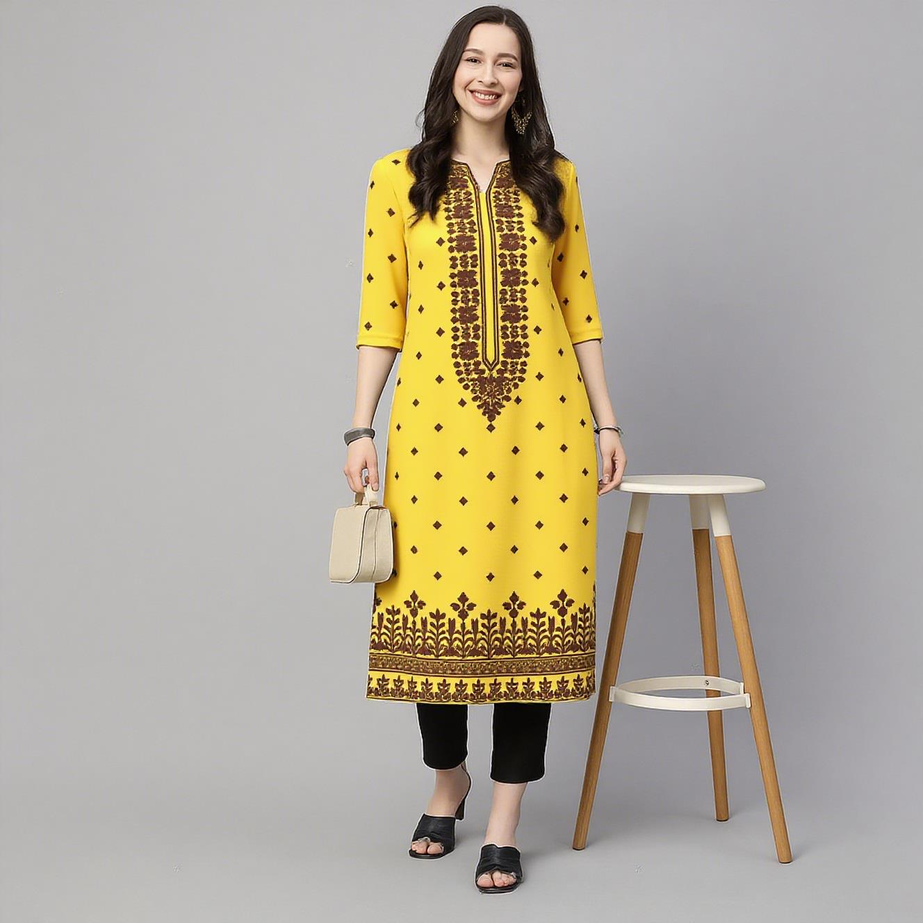Vestido musulmán Kurt Flowers  - Ethnic Fashion Kurtis reseña y precio