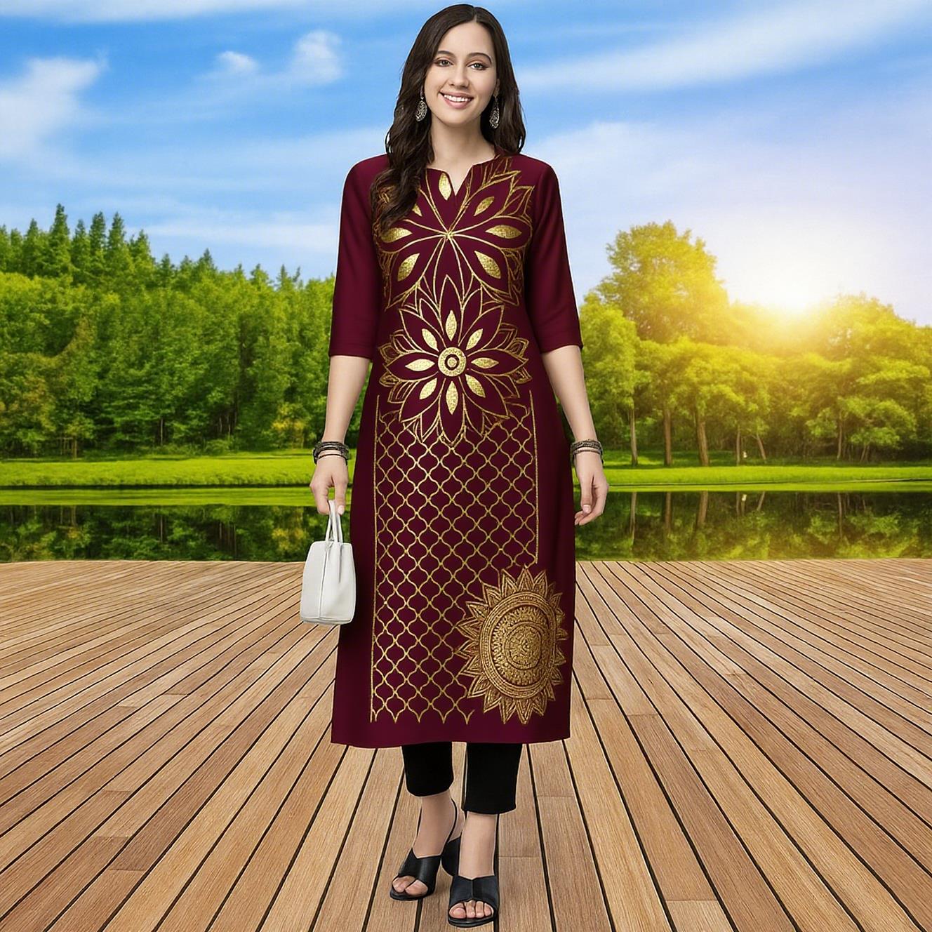 Vestido musulmán Kurtta de Kur - Ethnic Fashion Kurtis reseña y precio