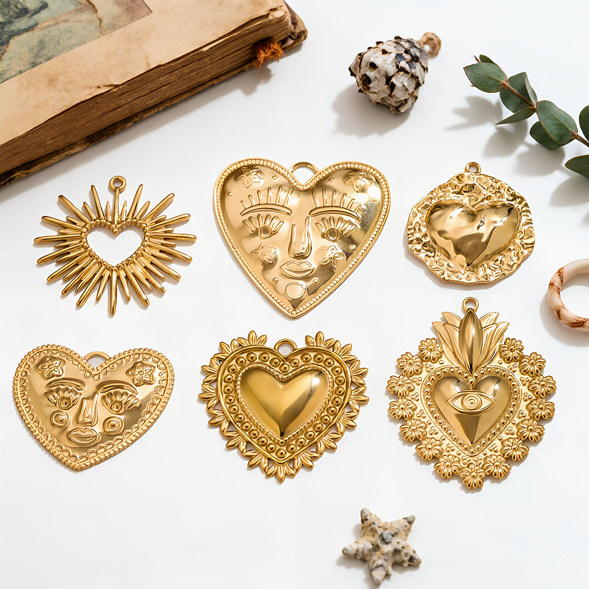 5 piezas de dijes de corazón d - Ethnic Fashion Collection reseña y precio
