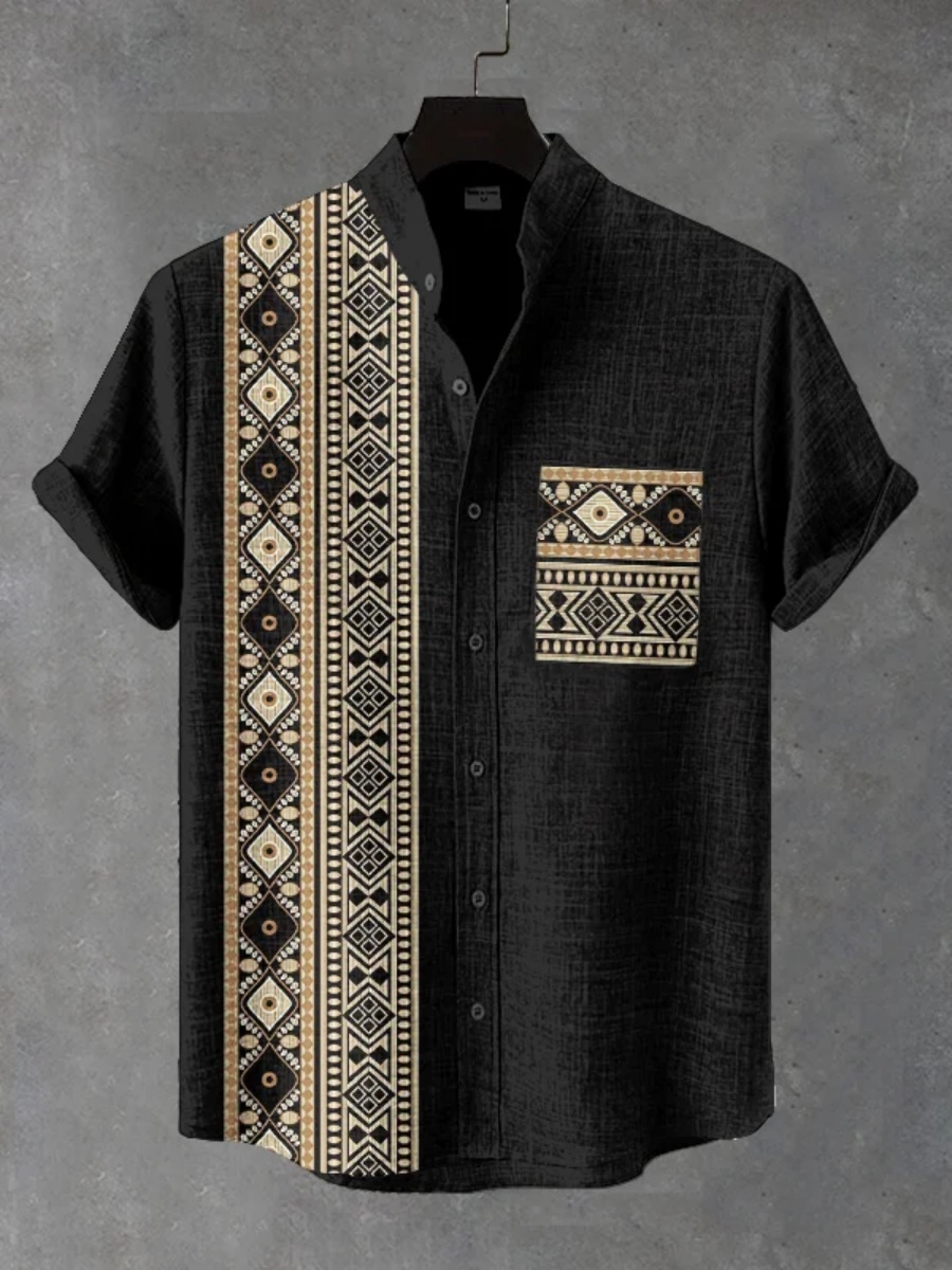 Camisa de Manga Corta Étnica T - Men'S Ethnic Fashion Trends reseña y precio