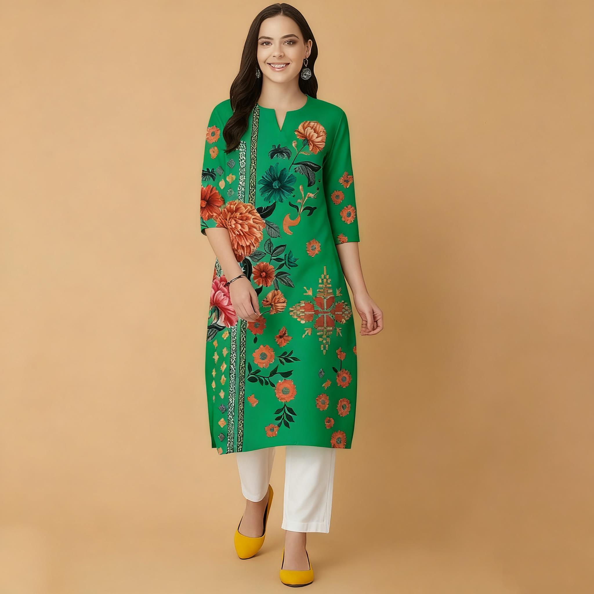 Flores musulmanas Kurt Navidad - Ethnic Fashion Kurtis reseña y precio
