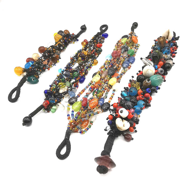 Pulsera de cuentas de vidrio d - Ethnic Fashion Com reseña y precio