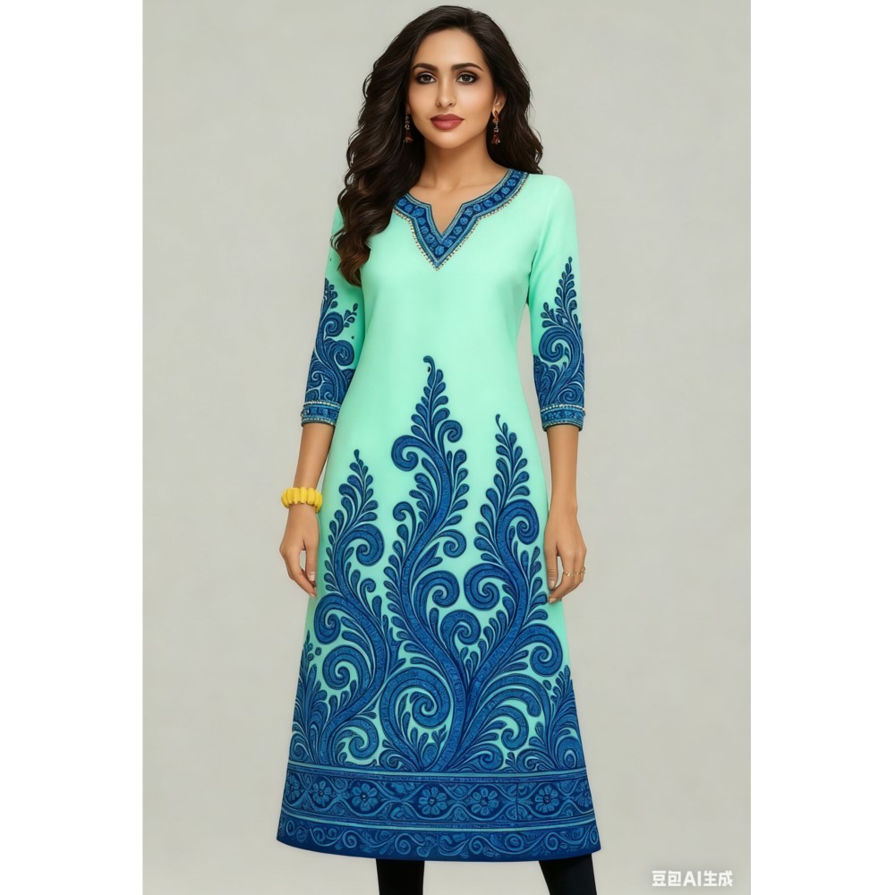 Vestido musulmán Kurt Flowers  - Ethnic Fashion Kurtis reseña y precio