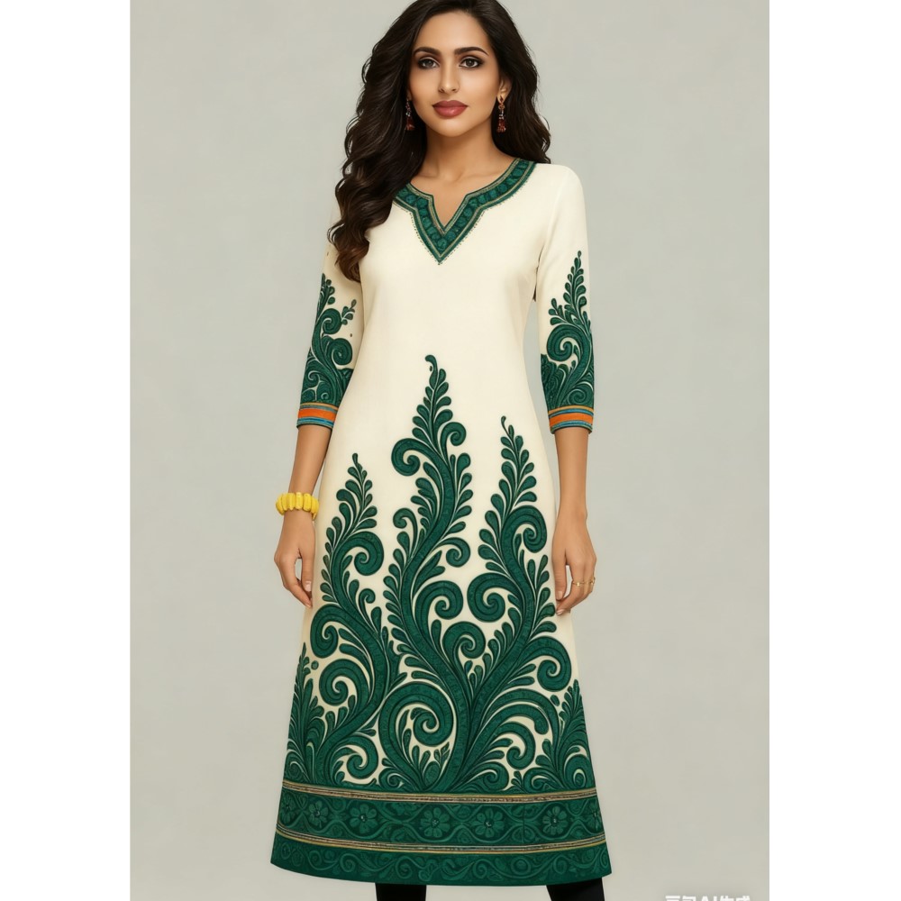 Vestido musulmán Kurt Flowers  - Ethnic Fashion Kurtis reseña y precio