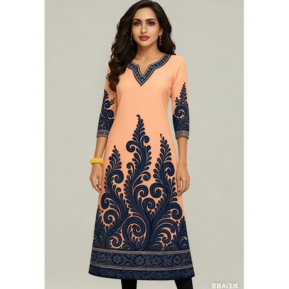 Vestido musulmán Kurt Flowers  - Ethnic Fashion Kurtis reseña y precio